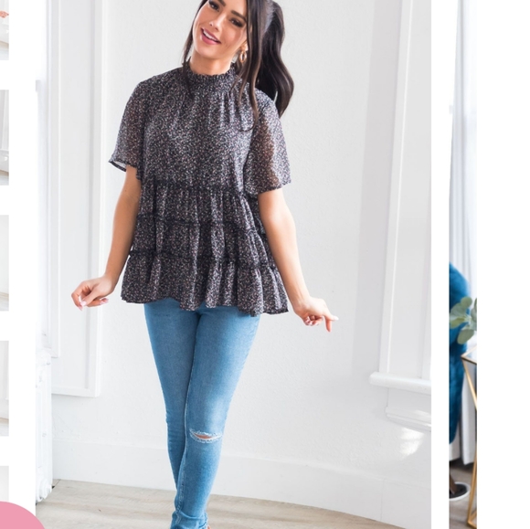 Floral babydoll top, Sz Sm - Picture 9 of 9